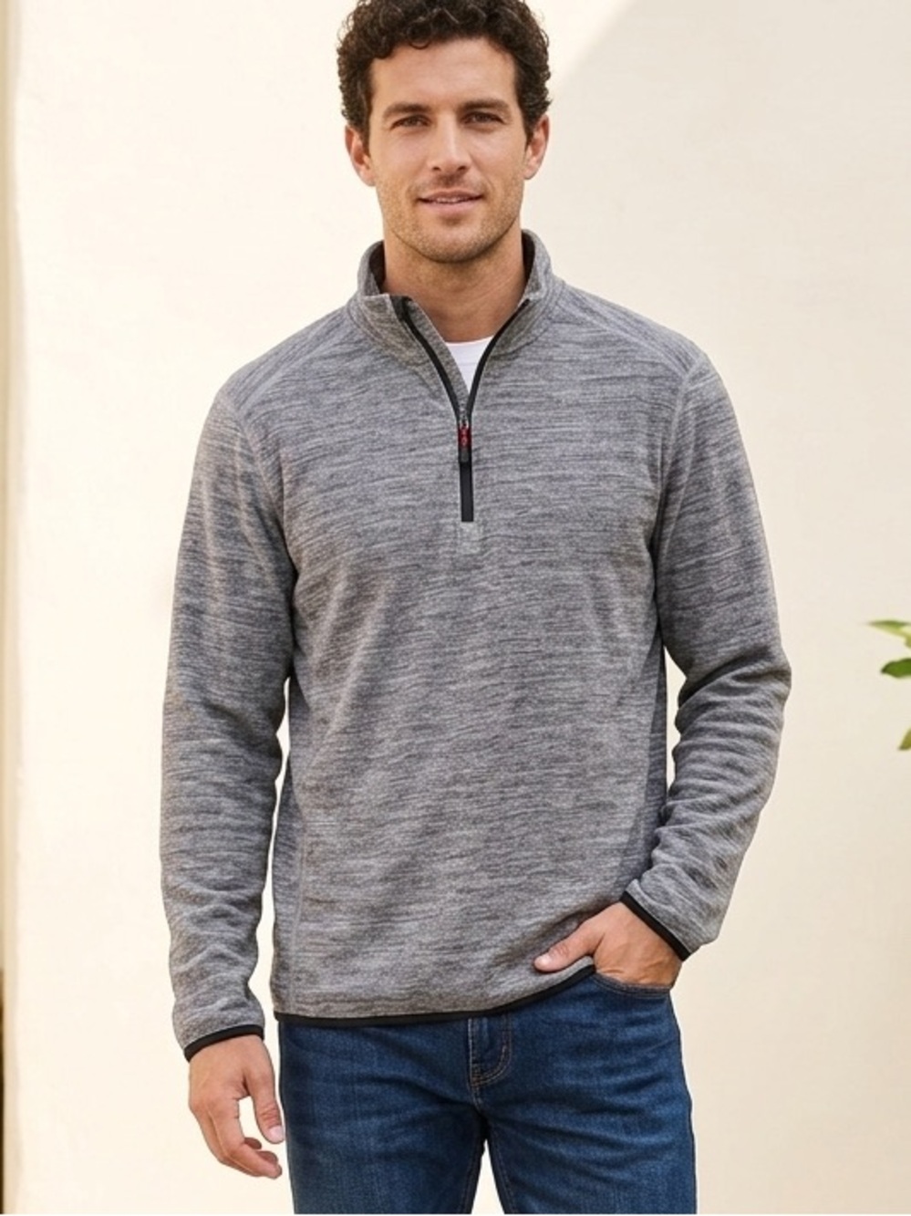 Avalanche Gray Pullover with Red Trim